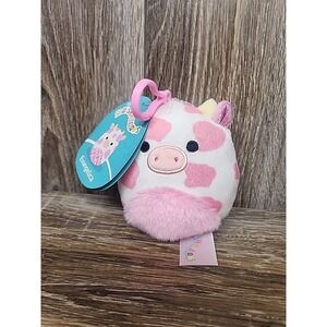 Squishmallow‎ Evangelica 3.5" Valentines Clip Cow 2023 Stuffed Plush NWT